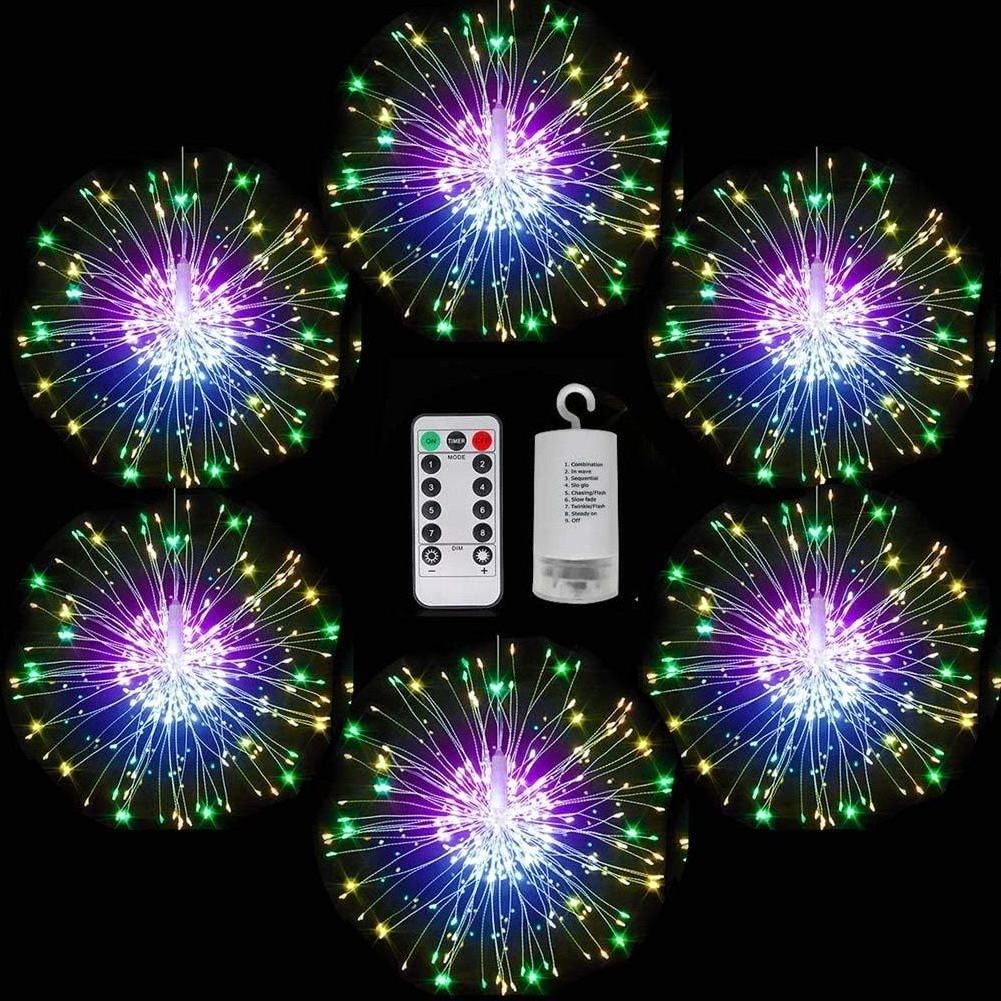 Battery Powered Remote Control Waterproof Garden Courtyard Porch Party Home Decoration Christmas Hanging Led Firework Lights