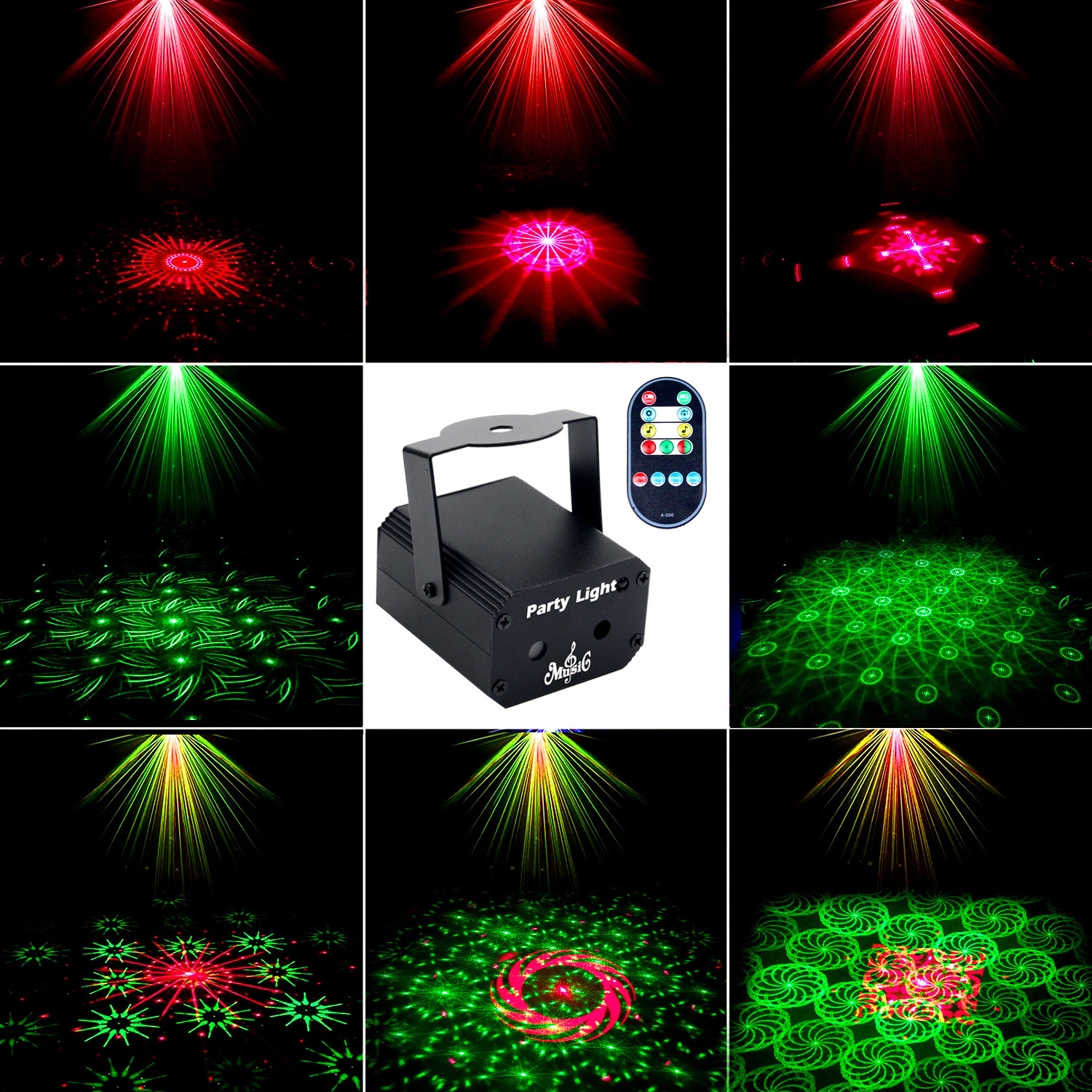 Portable Remote Control USB Charging Strobe Sound Activated Festival Projection Party Dance RGB Stage DJ Laser Disco Lights