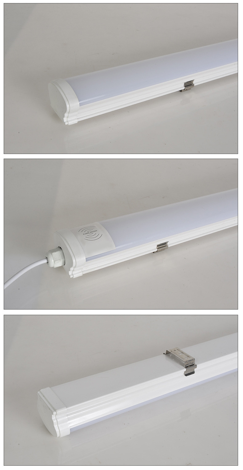 Linkable Led Tri-proof Light Fixture Tube Light Linear Ceiling Corridor Garage Warehouse Park Radar Sensor LED Batten Light 4ft