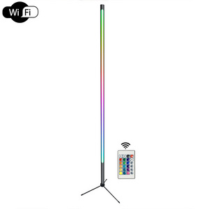 Modern Corner Floor Lamp for Living Room RGBW Color Changing Smart WIFI APP Control Dimmable Tripod LED Standing Corner Light