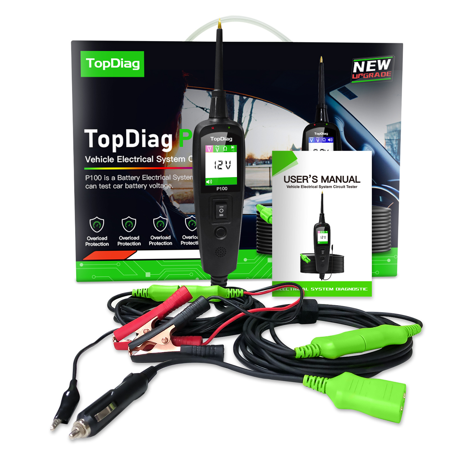 Topdiag P100 10m Extension Cable Electrical System Diagnostic Tool Automotive Circuit Tester For Truck Motorcycle Tests Tool