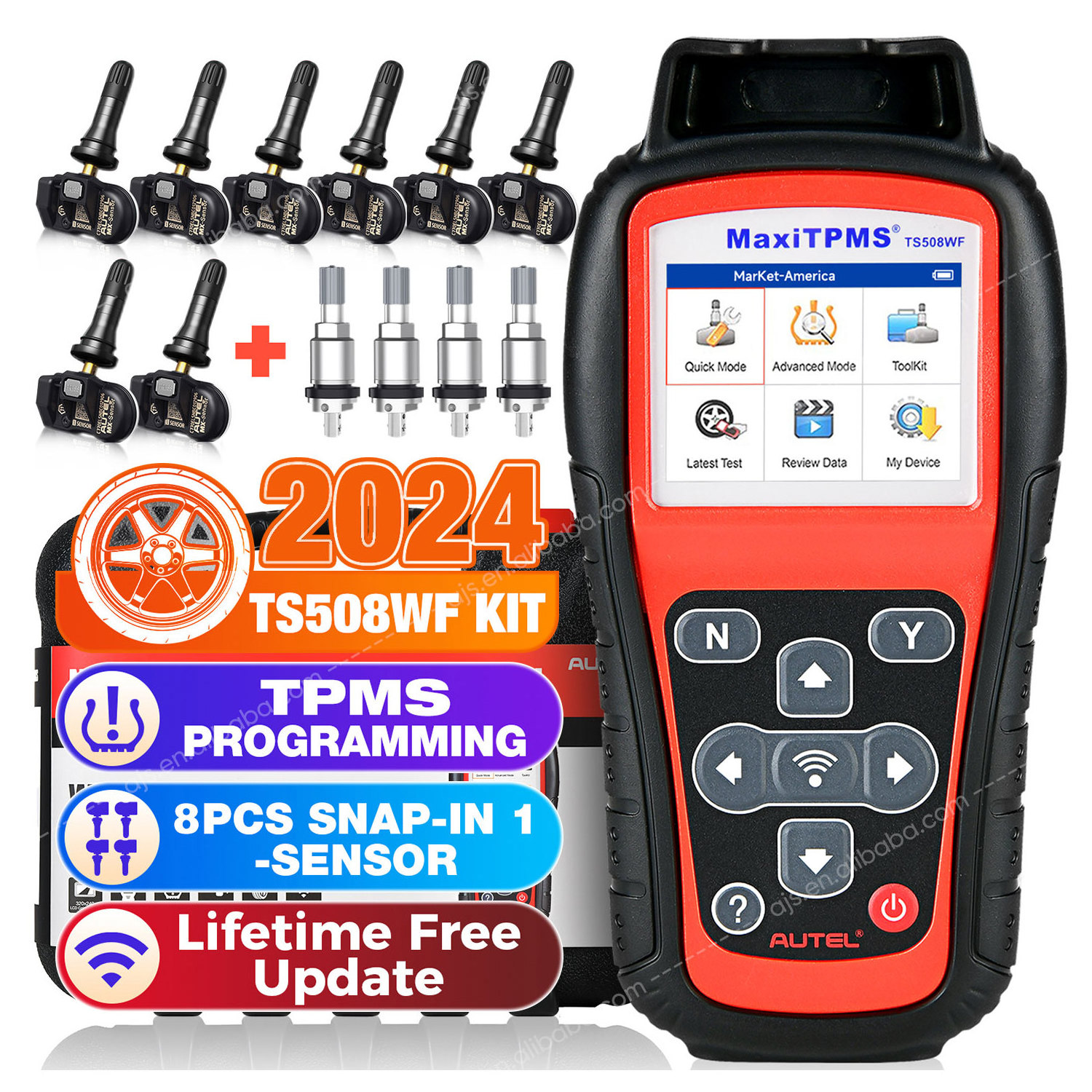 Autel Maxitpms TS508WF 8pcs Sensors TPMS Diagnostic Tool Programmer WIFI OBD2 Diagnostic Scanner ITS600 TS508