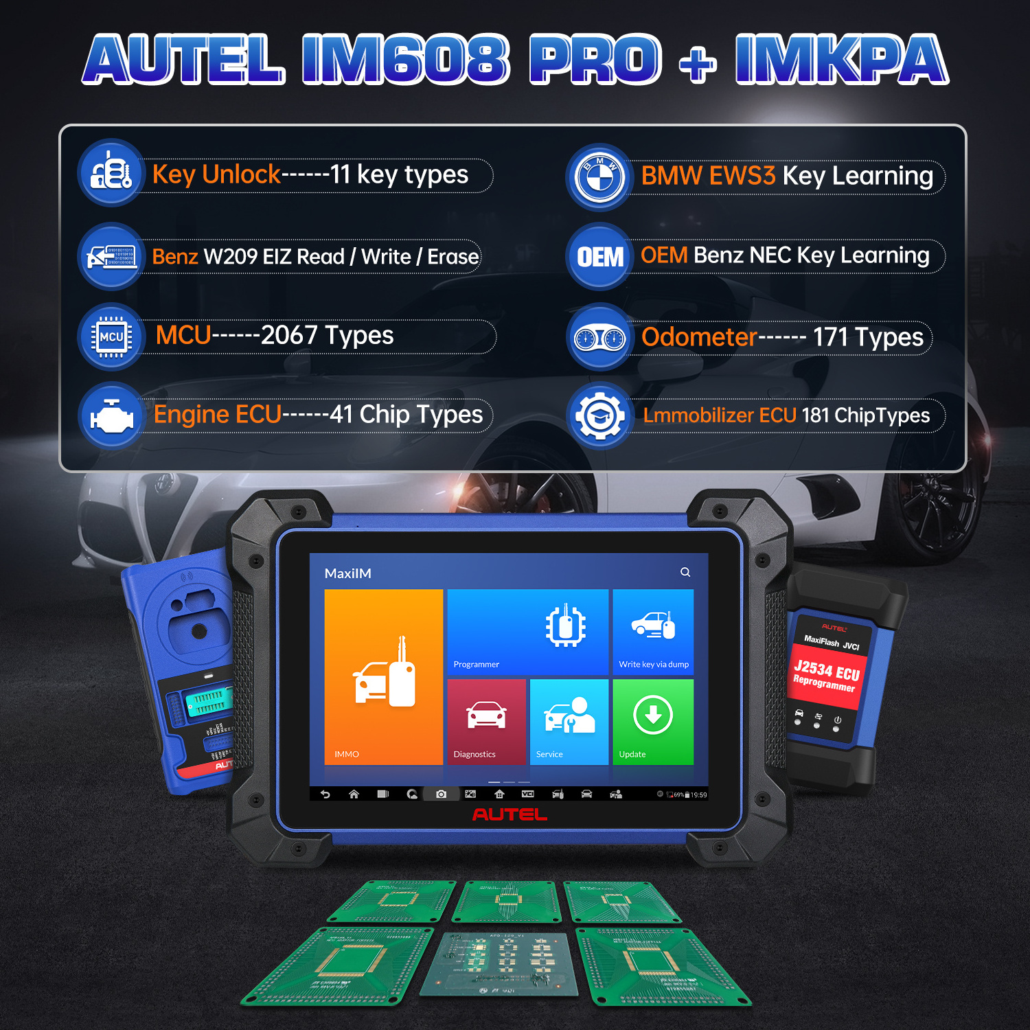 MaxiIM IM608 PRO XP400 Pro Key Programmer ECU Coding 36+ Services Bi-Directional Autel IM 608 Pro Full Set Key Programmers