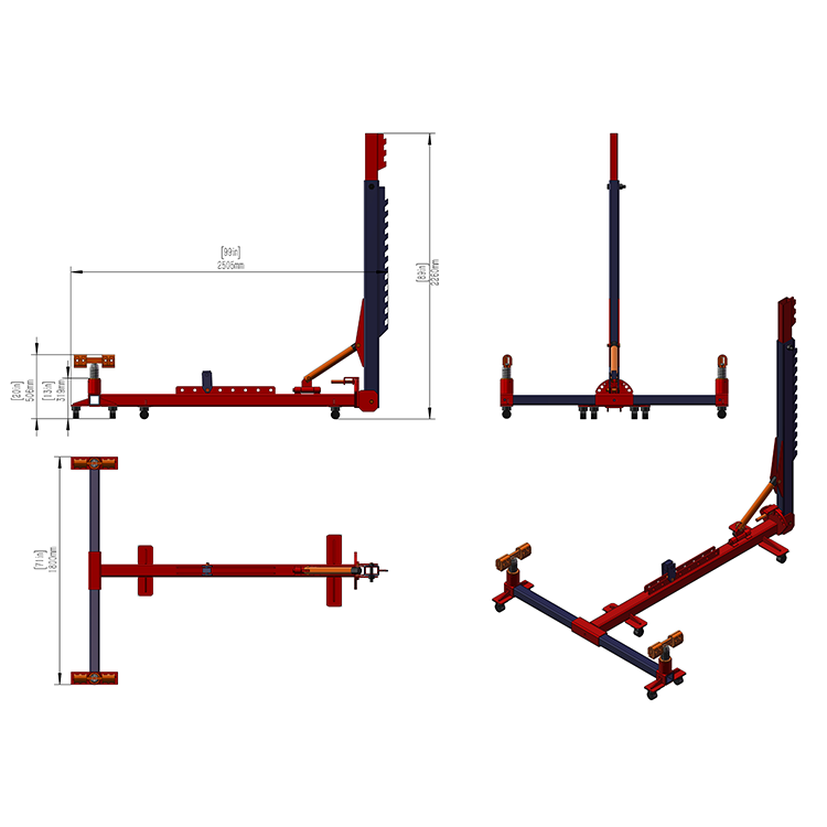 AT-8 CE certified auto body frame machine pulling jack portable car collision bench