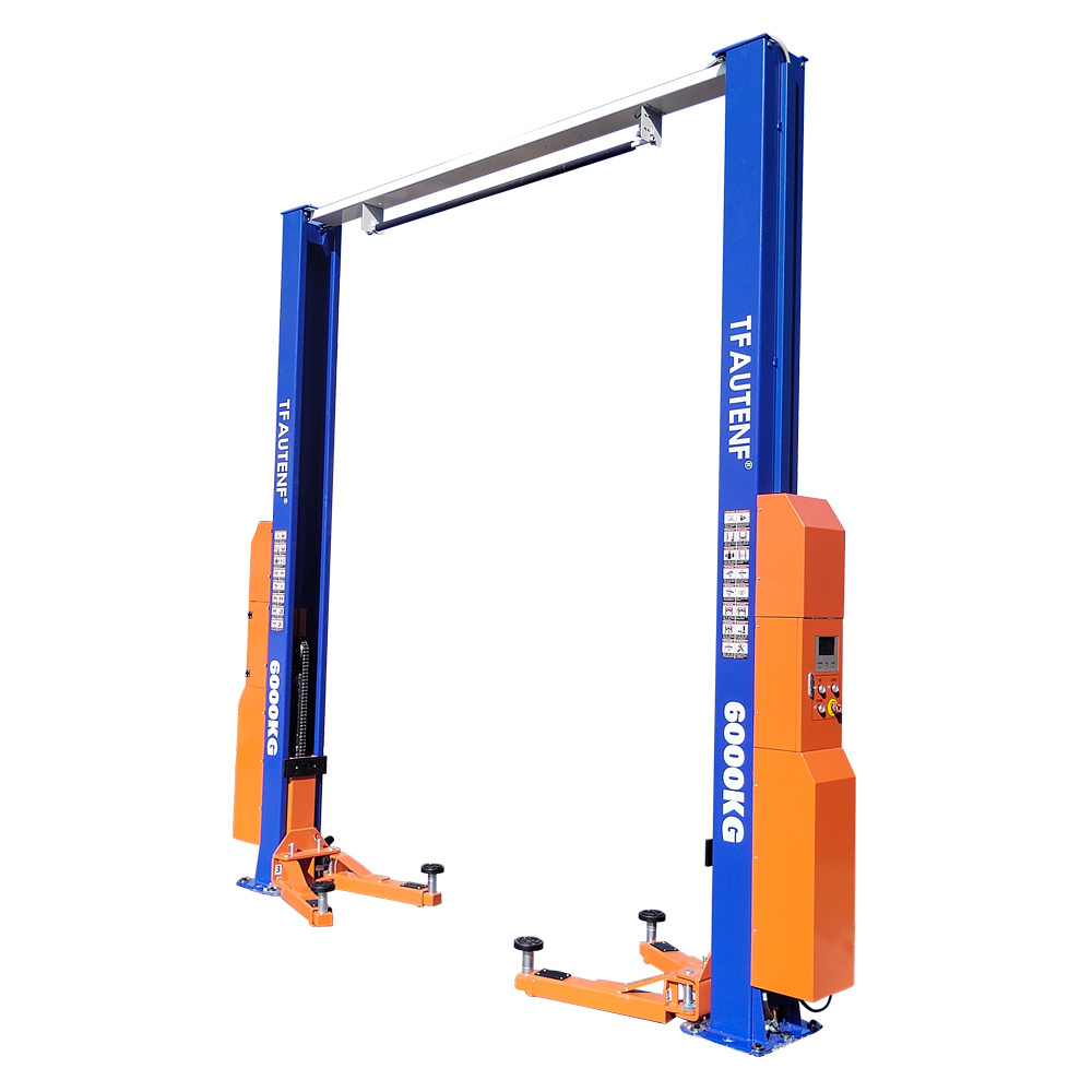 TFAUTENF intelligent control system overhead two post car lift clear floor 2 post auto lift heavy duty hydraulic lifter