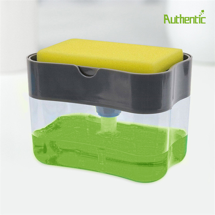 Whole Sales Sponge Included Dish Soap Dispenser and Stable Sponge Holder for Kitchen Sink Easily Press Down on The Top Plate