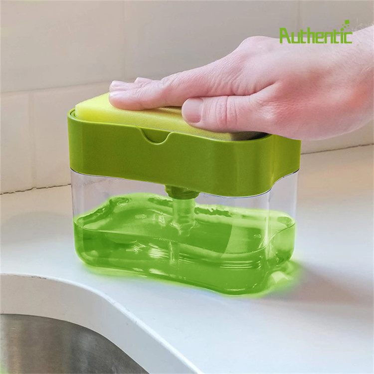 Whole Sales Sponge Included Dish Soap Dispenser and Stable Sponge Holder for Kitchen Sink Easily Press Down on The Top Plate