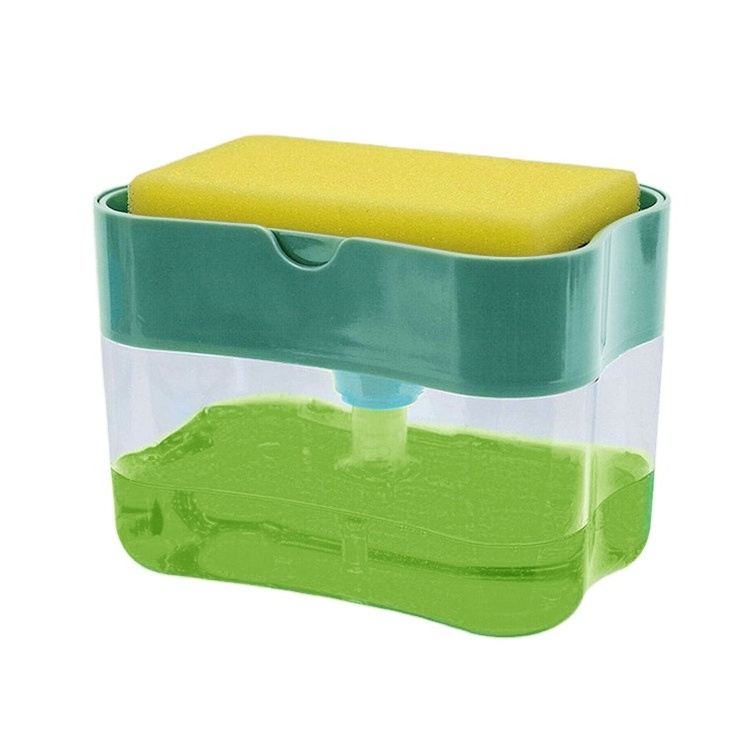 Whole Sales Sponge Included Dish Soap Dispenser and Stable Sponge Holder for Kitchen Sink Easily Press Down on The Top Plate