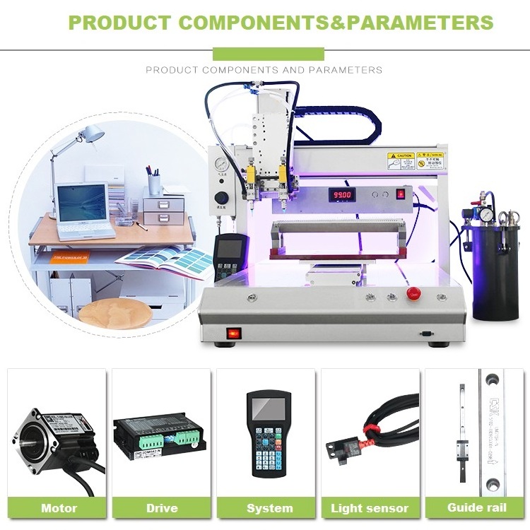 China Market On-sale High Precision Adhesive Gluing Dispenser Machine Spray with UV Light Curing System