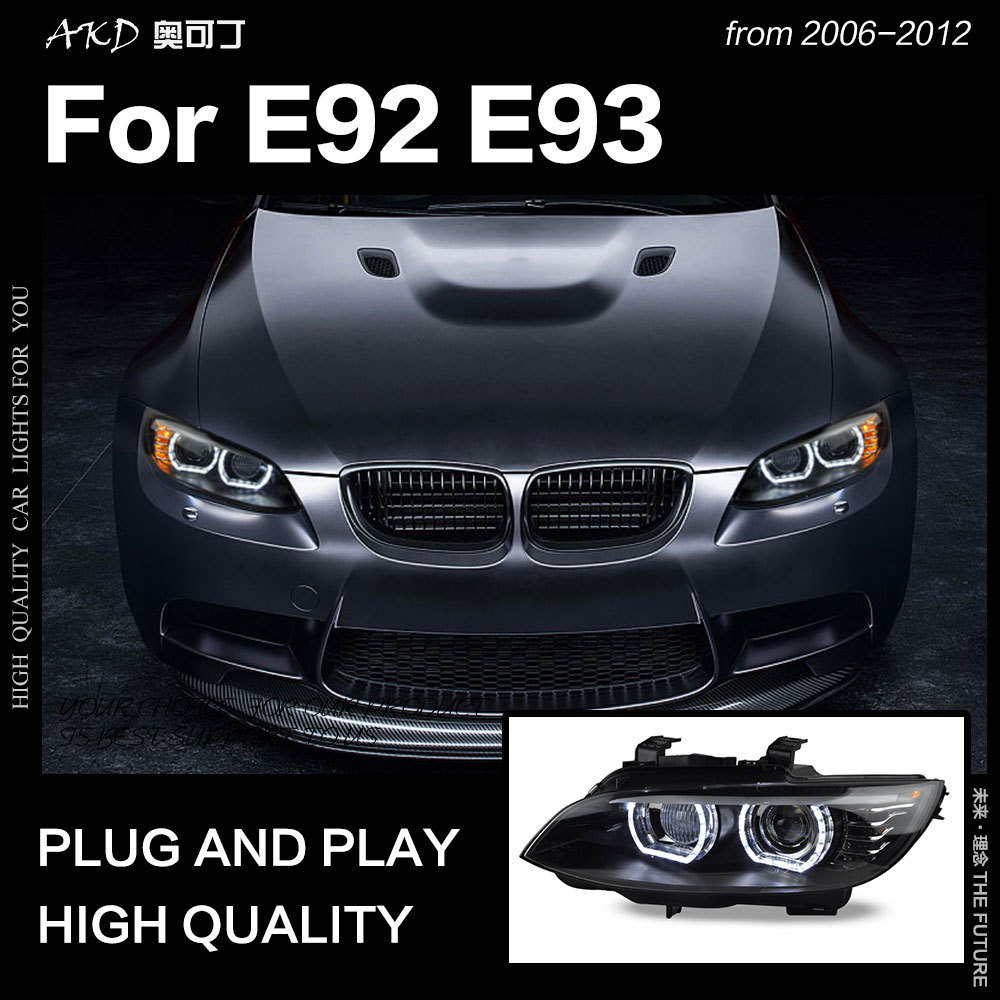 AKD Car Styling for BMW E92 Headlights 2006-2012 E93 Headlight 330i 335i DRL Hid Head Lamp Angel Eye Bi Xenon Beam Accessories