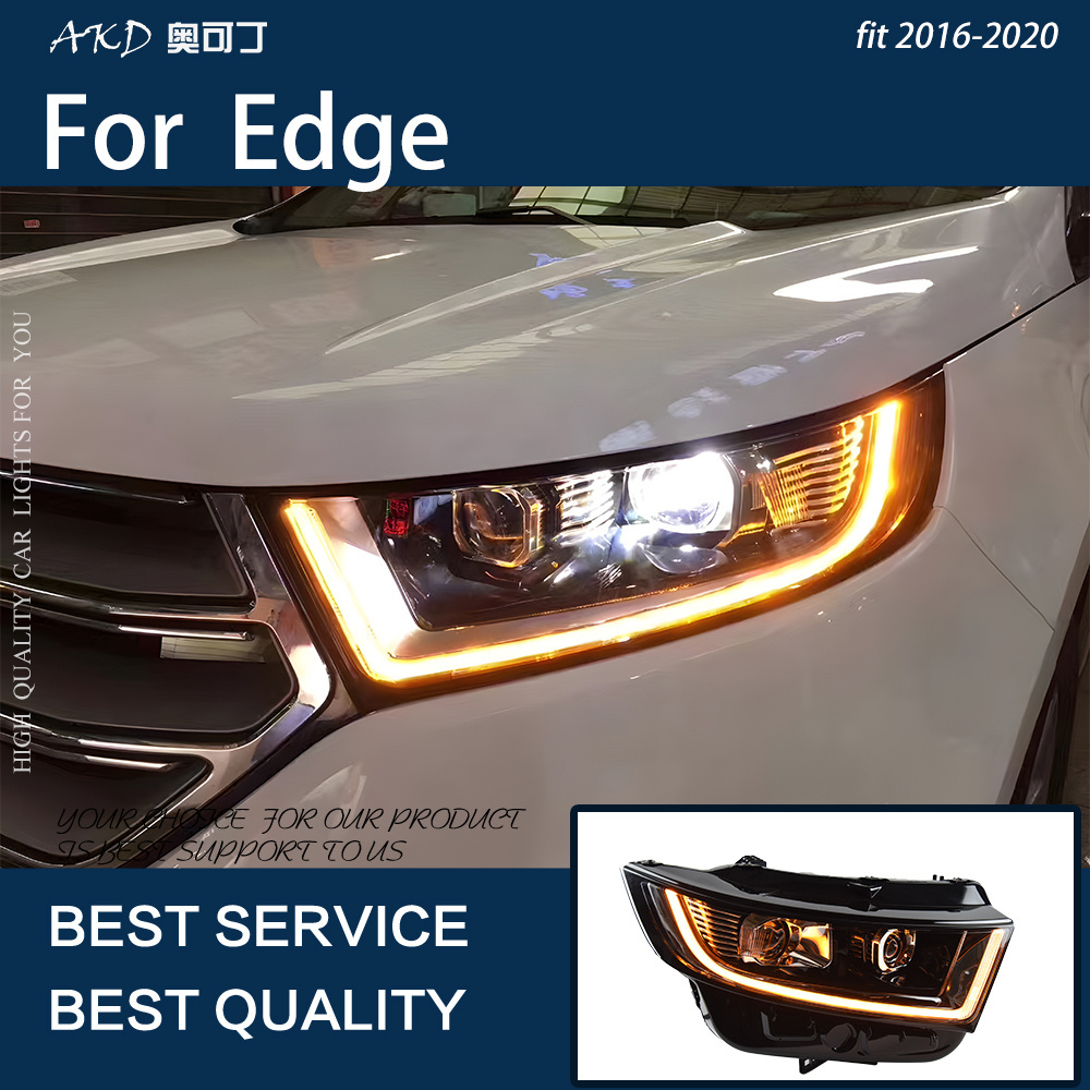 Car Lights For Edge 2016-2020 LED Auto Headlights Assembly Upgrade High Configure Hawkeye Design Bicofal Lens Tools Accessories