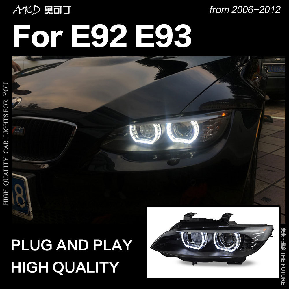 AKD Car Styling for BMW E92 Headlights 2006-2012 E93 Headlight 330i 335i DRL Hid Head Lamp Angel Eye Bi Xenon Beam Accessories