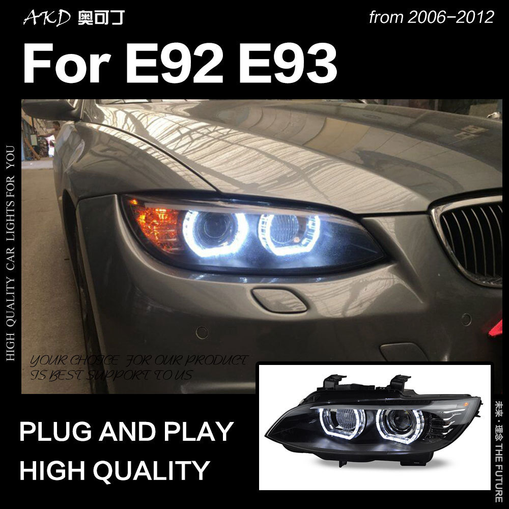 AKD Car Styling for BMW E92 Headlights 2006-2012 E93 Headlight 330i 335i DRL Hid Head Lamp Angel Eye Bi Xenon Beam Accessories