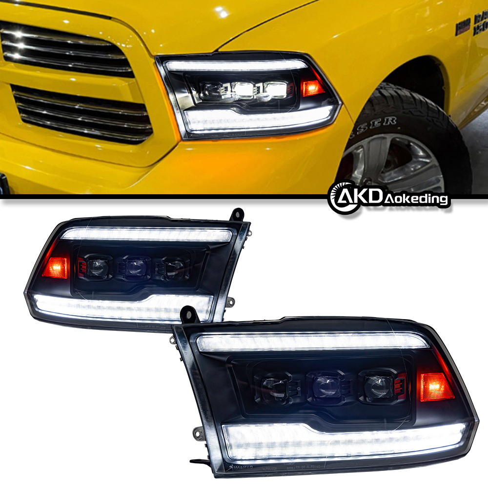 AKD-Car Styling For Dodge Ram Headlights 2009-2018 Ram1500 2500 LED Headlight Projector 3 Lens Reverse auto Accessories