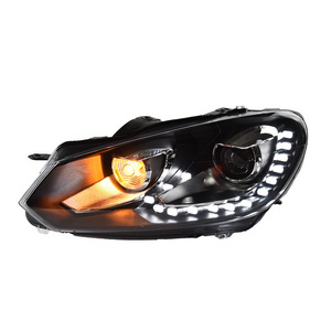 AKD-car styling For Golf 6 2009-2012 R20 Golf6 MK6 LED fifteen lamp beads Headlight Upgrade modified tear-eye design DRL