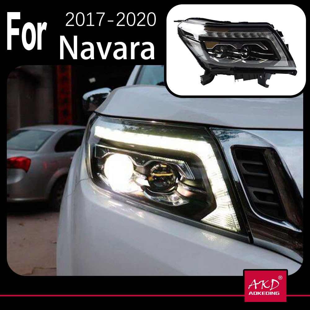 AKD Car Styling Head Lamp for Navara LED Headlight 2014-2020 NP300 headlights DRL High Beam Low Beam auto accessories