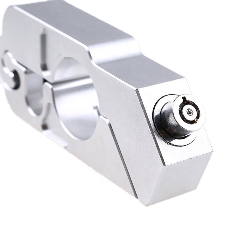 Silver AL Material Motorcycle Handlebar Anti-Theft Brake Level Throttle Grip Lock Lock