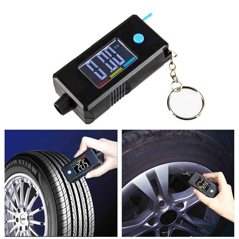 2 in 1 Mini Key Ring Digital LCD Screen Display Tire Gauge With High Precision Tyre Tread Depth Measurement Needle For Car Motor