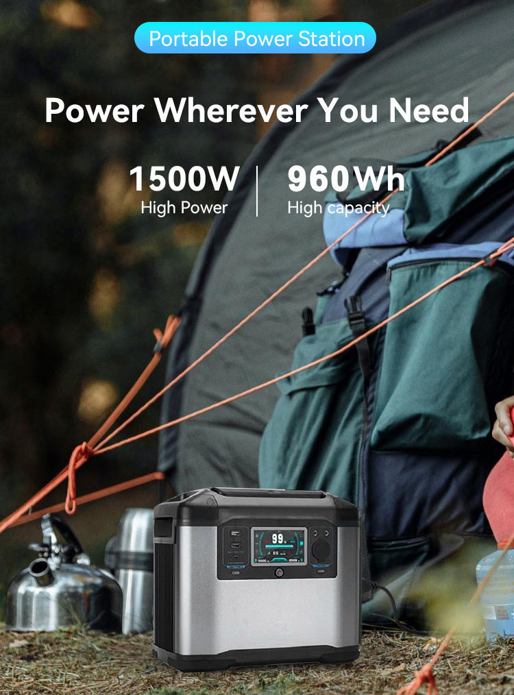 Outdoor Big Size Backup Lifepo4 Battery Emergency Lithium Cell UPS Camping Solar Generator 1500w Portable Power Station