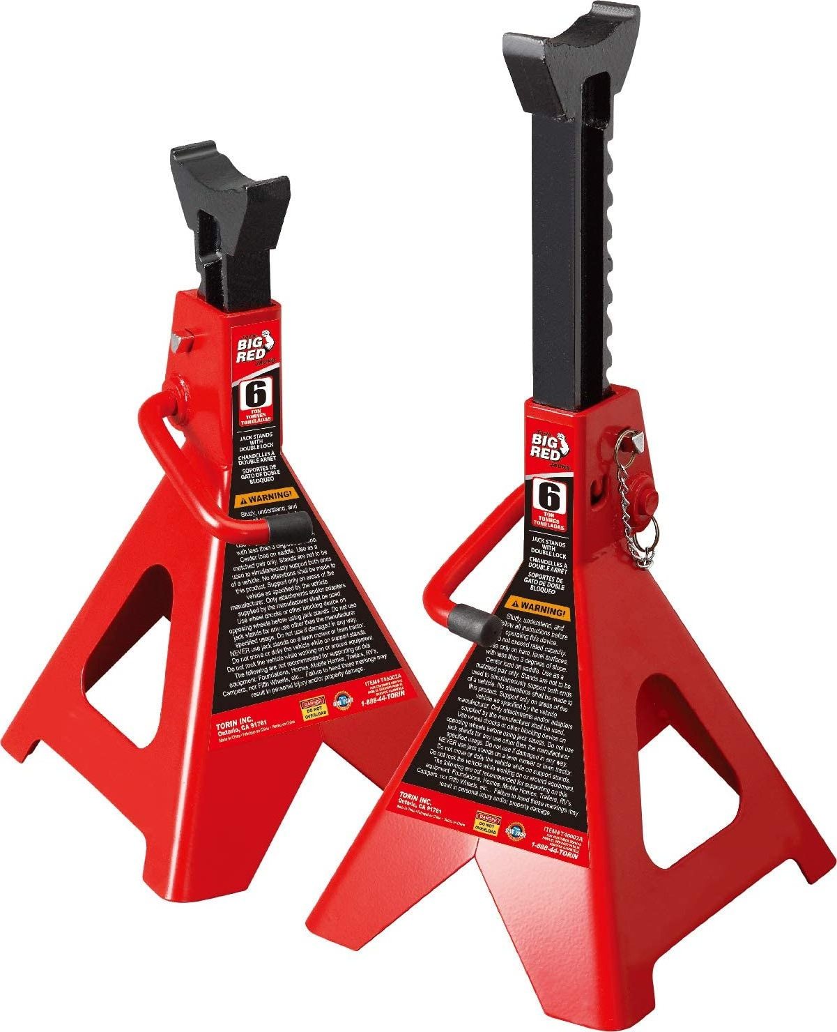 6 Ton Capacity Big Red Steel Jack Stand Double Locking