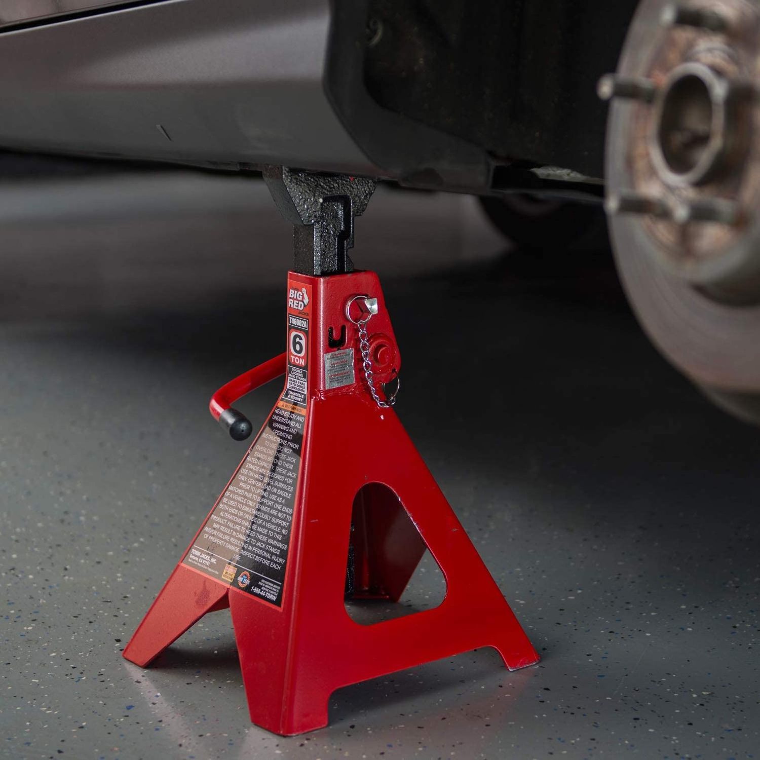 6 Ton Capacity Big Red Steel Jack Stand Double Locking