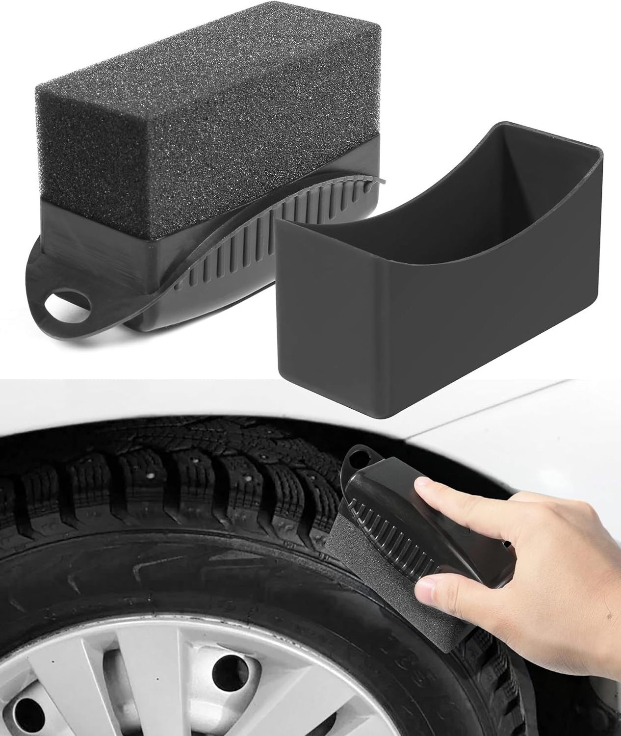 Tire Shine Applicator Tire Dressing Applicator Car Accessories Tire Shine Applicator Pad with Lid Cleaning Sponges