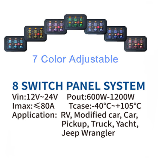 Universal 8 Gang LED Switch Panel With Circuit Control Box For Truck Marine Boat SUV Car Automotive Off Road Lights 4x4