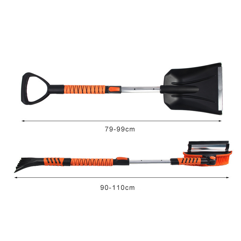 Small Size 180 Degree Rotating Snow Brush Windscreen Ice Scraper Telescopic Car Defrost Shovel Kit Snow Broom