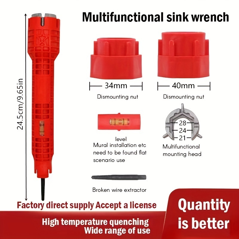 8 in 1 Robust Multi-Use Faucet,Sink Wrench - Easy Installation, Portable,Ideal for RV & Home Plumbing