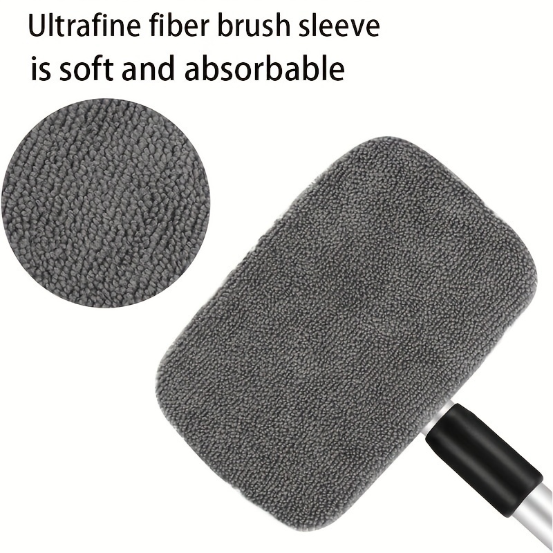 Windshield Cleaner, Microfiber Car Window Cleaner Reusable And Washable Microfiber Pads And Extendable Handle