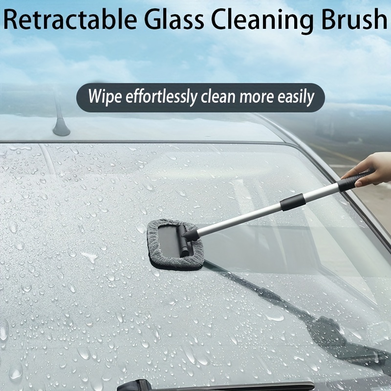 Windshield Cleaner, Microfiber Car Window Cleaner Reusable And Washable Microfiber Pads And Extendable Handle