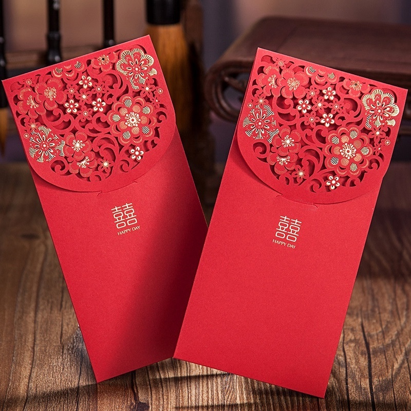 Chinese Red Envelopes Lucky Money Envelopes Recycled Paper Wedding Red Packet For New Year Wedding