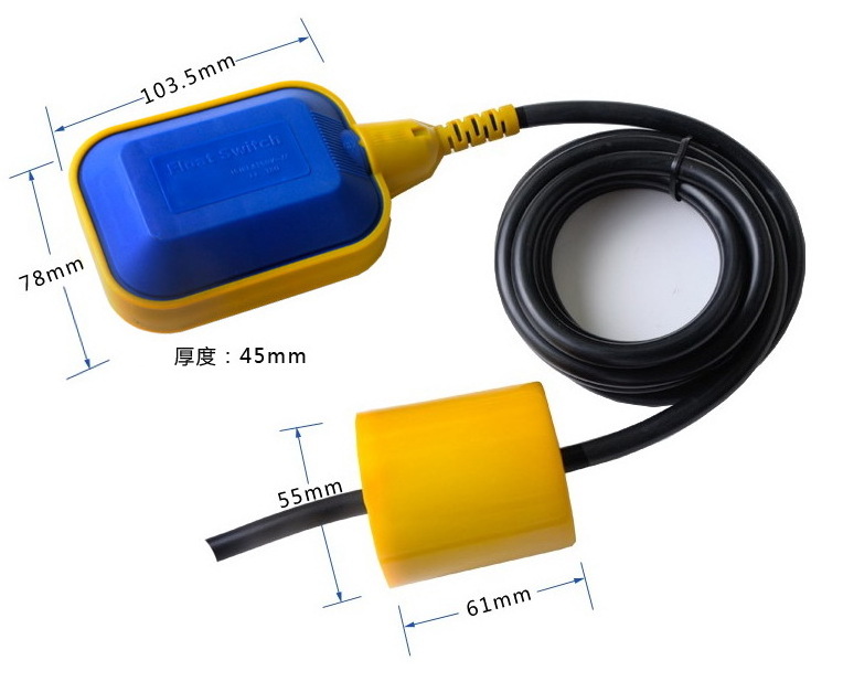 Rubber float level switch cable PP water level float switch float level sensor tanki bahan dengan mechanic system