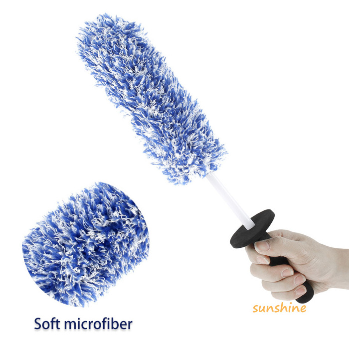 Microfiber Premium Wheels Brush Non-Slip Handle Easy To Cleaning Rims Spokes Wheel Barrel & Brake Caliper Car Wheel Tire Brush