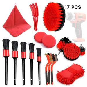 Car Exterior Interior Detail Brush Wash Cleaning Set Polishing Pad Wheel Tire Brush Power Scrubber Brushes Auto Accessories Kit