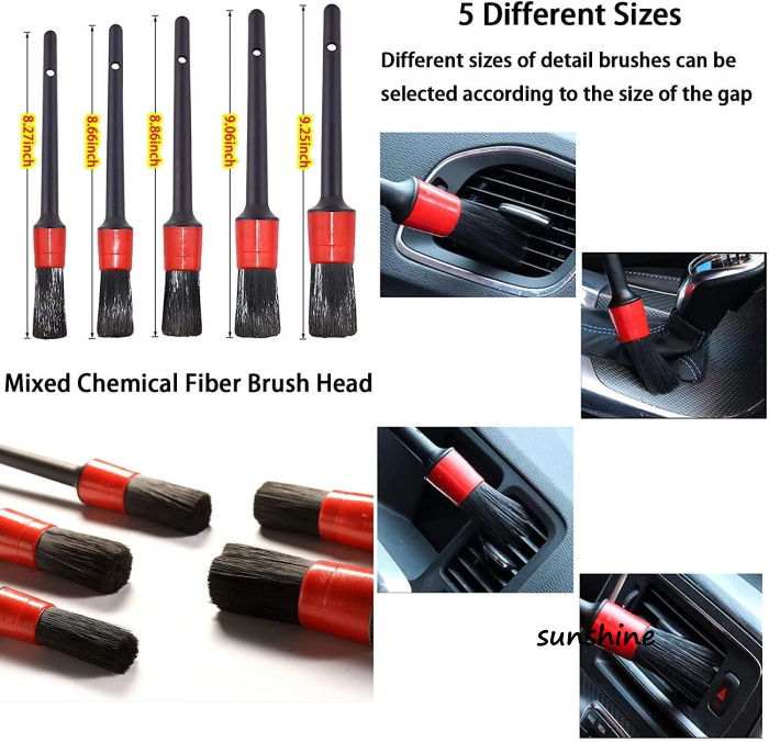 Car Exterior Interior Detail Brush Wash Cleaning Set Polishing Pad Wheel Tire Brush Power Scrubber Brushes Auto Accessories Kit