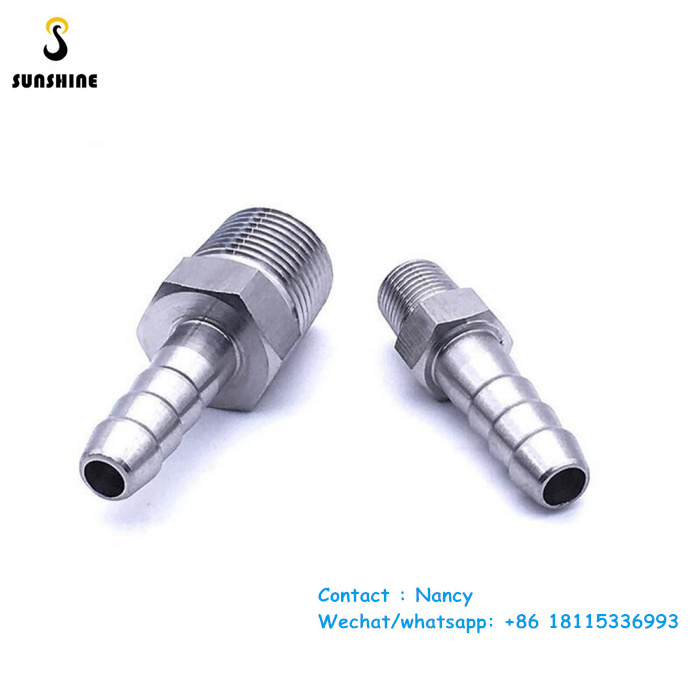 BSP Male Thread 304 Stainless Steel Pipe Fitting x Barb Hose Tail Reducer Pagoda Joint Coupling Connector