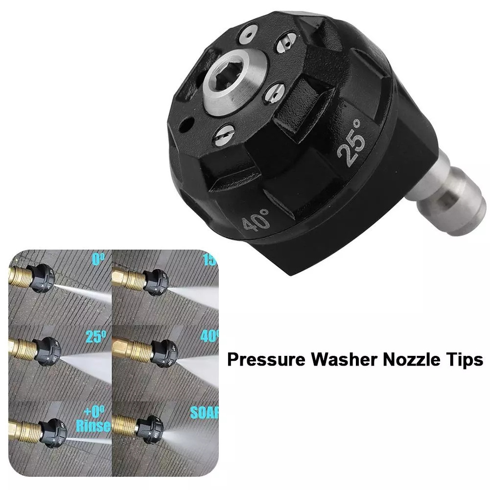 6 in 1 Pressure Washer Tips Nozzle/ Quick Connect high pressure car wash gun sprayer soap 25 40 degree Nozzles