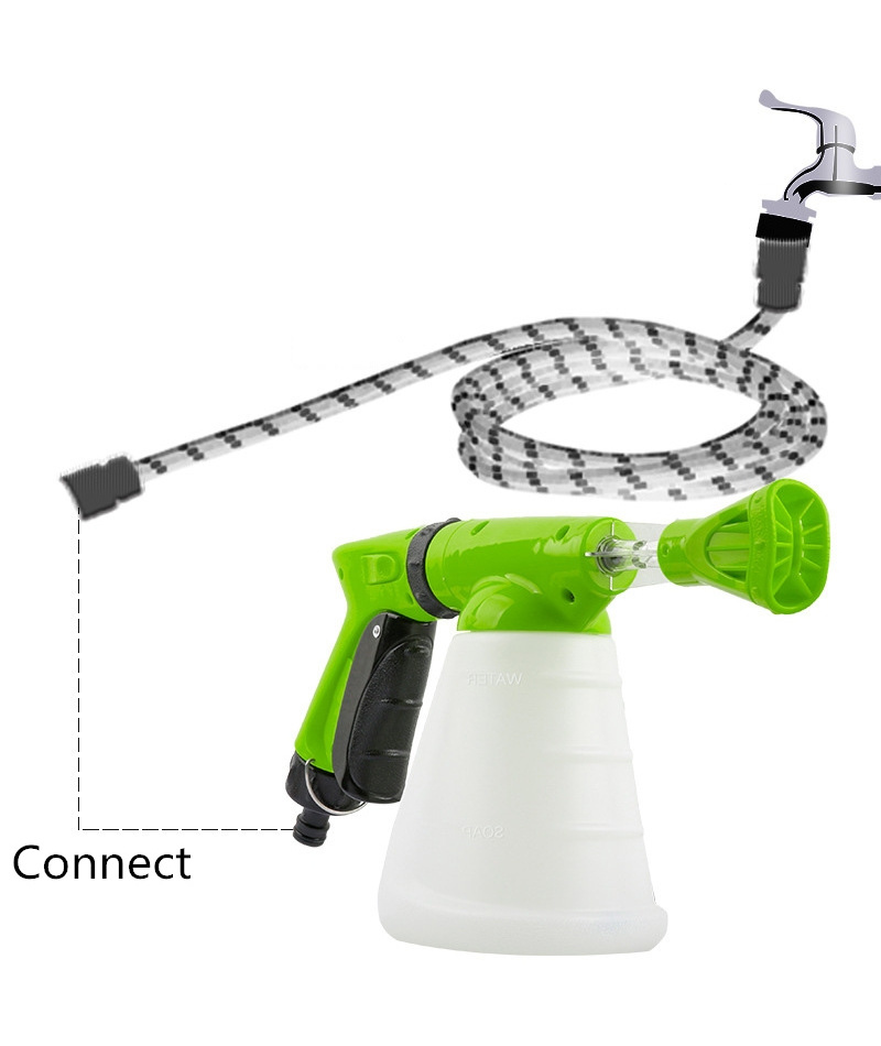 Green Car Cleaning 800ml Soap Bottle Snow  Foam Cannon Fit  Garden Hose Foam Lance Car Wash Foam Gun  Washing Tool