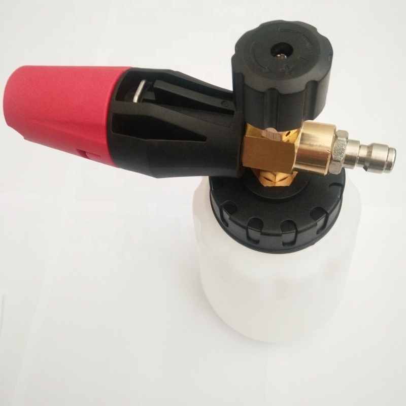 1L plastic tank bottle new PA pressure car care foam cannon with brass adapters self service car wash equipment