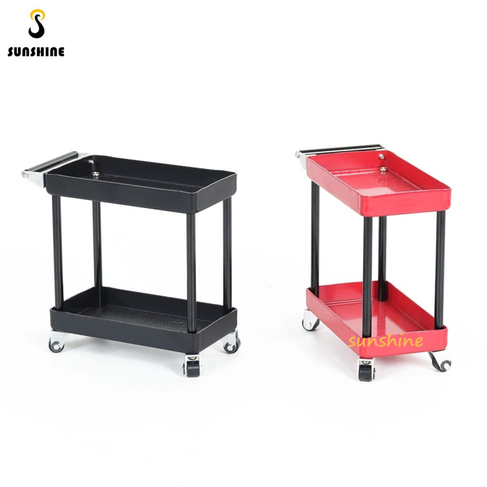 2021 2 layer Oil Service Cart Trolley Metal  Car Wash Detailing Shop  Movable Wheeled  Trolley Tool Storage Rack Red Black Blue