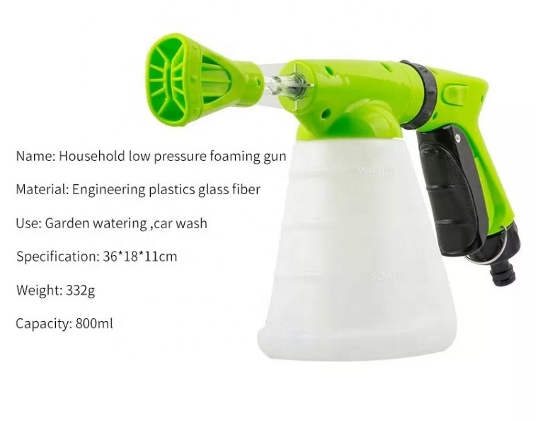 800ml Low Pressure Foam Cannon Connect Garden Hose Snow Foam Lance Car Wash Foam Gun Soap Blaster Washing Tool