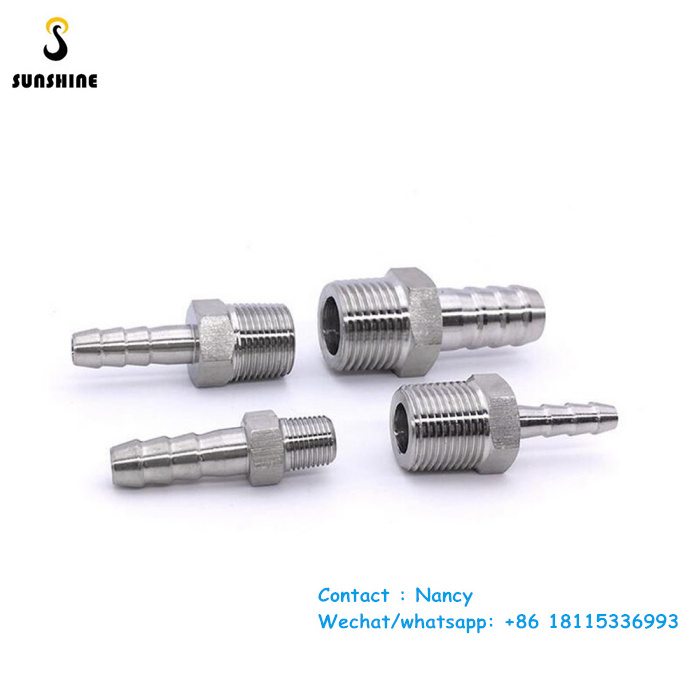 BSP Male Thread 304 Stainless Steel Pipe Fitting x Barb Hose Tail Reducer Pagoda Joint Coupling Connector