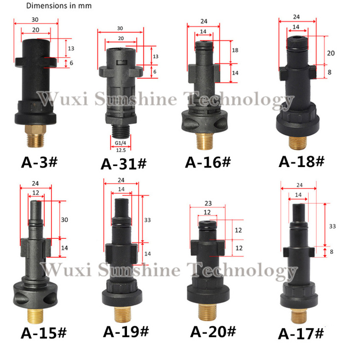 BSP 1/4 Male Connector Snow Foam Lance Foam Cannon Adapter Plastic Bayonet Fitting for K2 K3 K5   Brand  Pressure Car Washer Gun