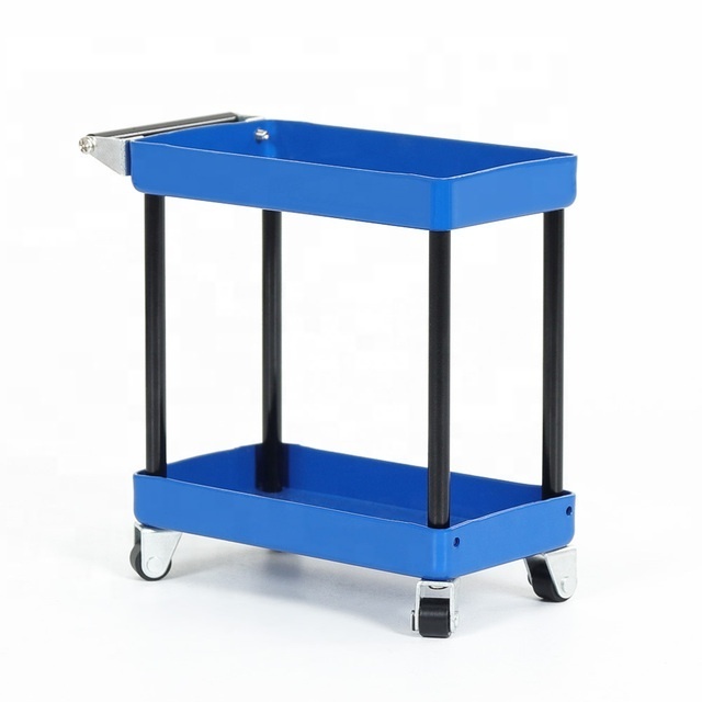 2021 2 layer Oil Service Cart Trolley Metal  Car Wash Detailing Shop  Movable Wheeled  Trolley Tool Storage Rack Red Black Blue