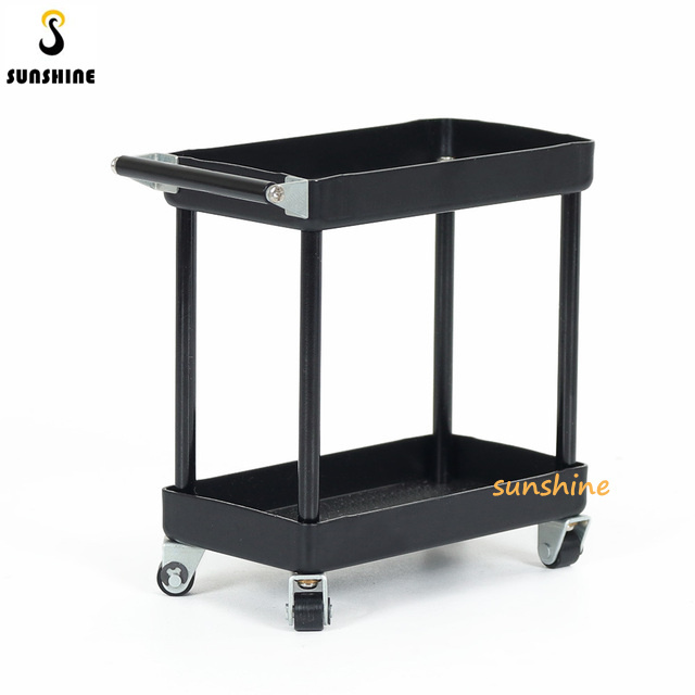 2021 2 layer Oil Service Cart Trolley Metal  Car Wash Detailing Shop  Movable Wheeled  Trolley Tool Storage Rack Red Black Blue