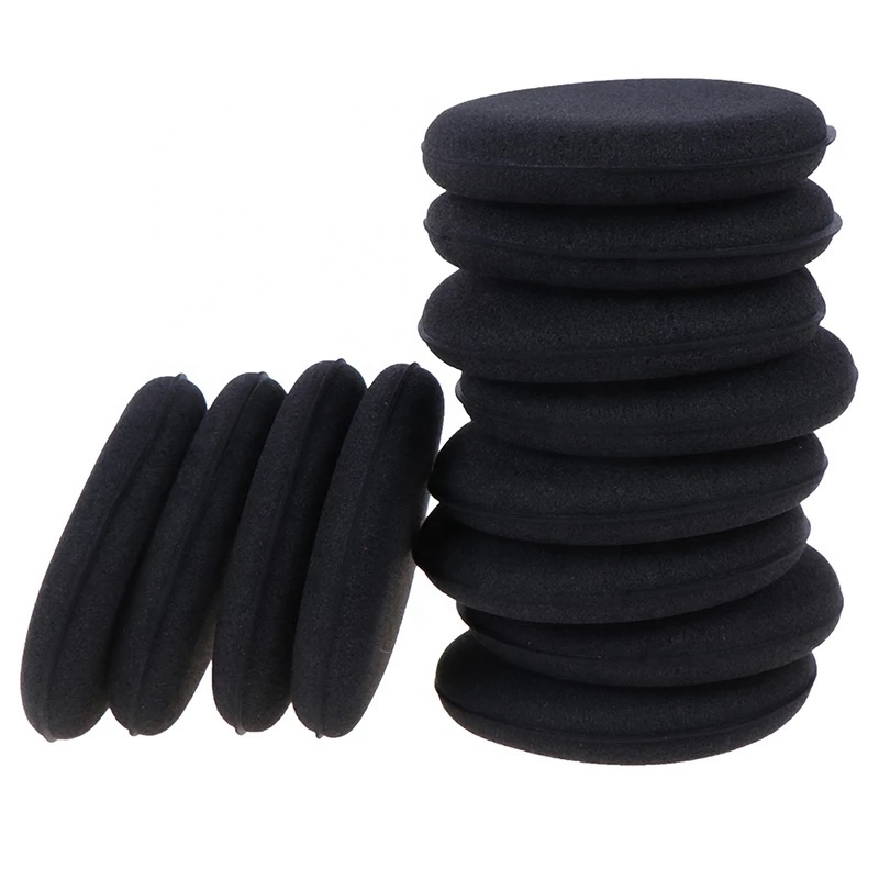 High Density Foam Sponge Auto Detailing Applicator Pad Best For Car  Waxing and Polishing Black Round Cleaning Tool