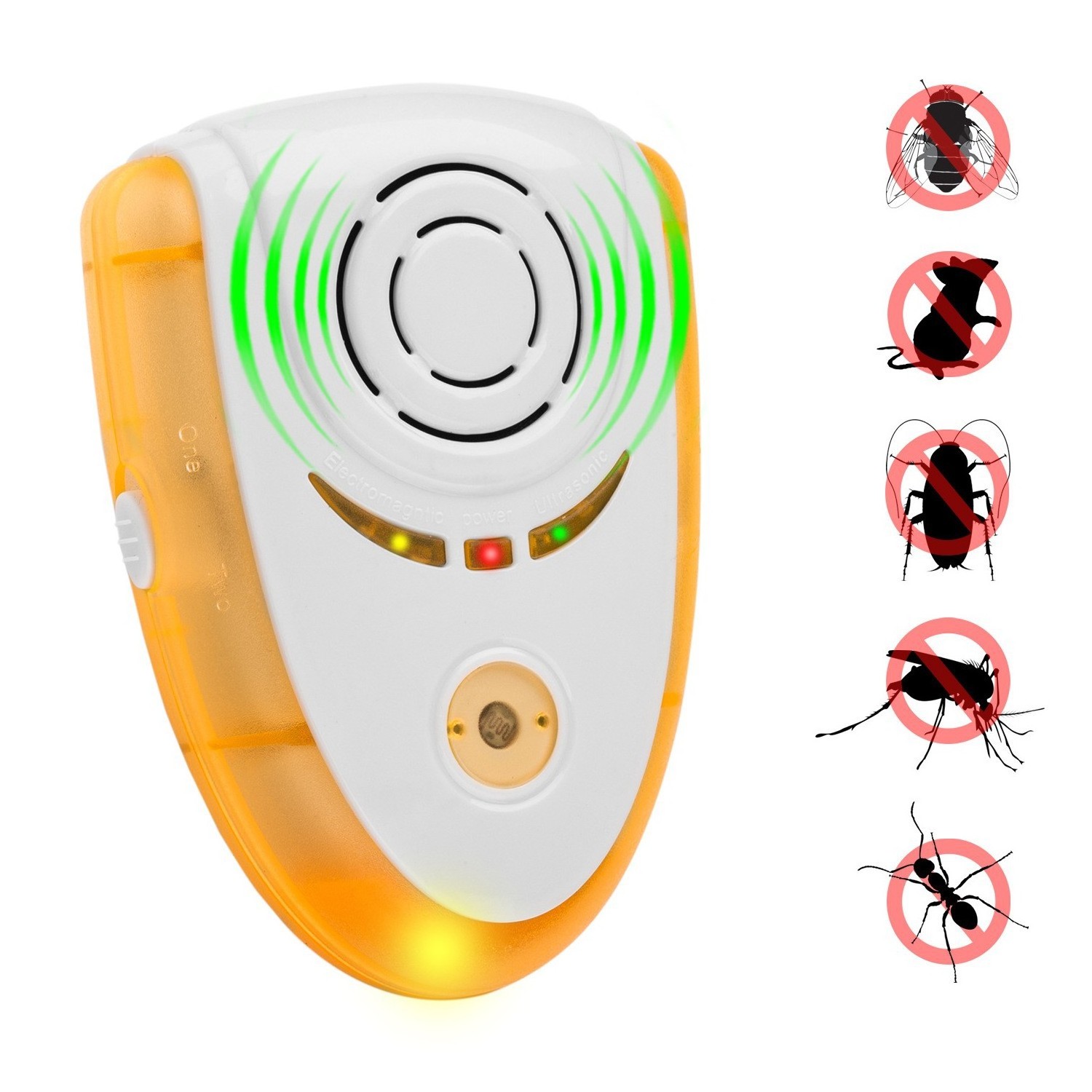 Ultrasonic mouse repellent, repellent repels mosquitoes/cockroaches/bats/spiders, etc.With night light