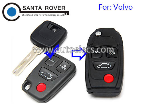 Car Key For Volvo S40 V40 C70 XC90 S90 Modified Flip Remote Key Shell Case 4 Button