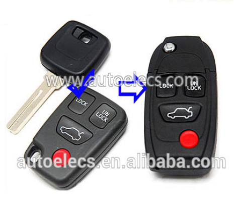 Car Key For Volvo S40 V40 C70 XC90 S90 Modified Flip Remote Key Shell Case 4 Button